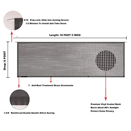 Image of RV Awning Mesh Sun Shade Screen for Motorhome Camper Trailer Sunshade