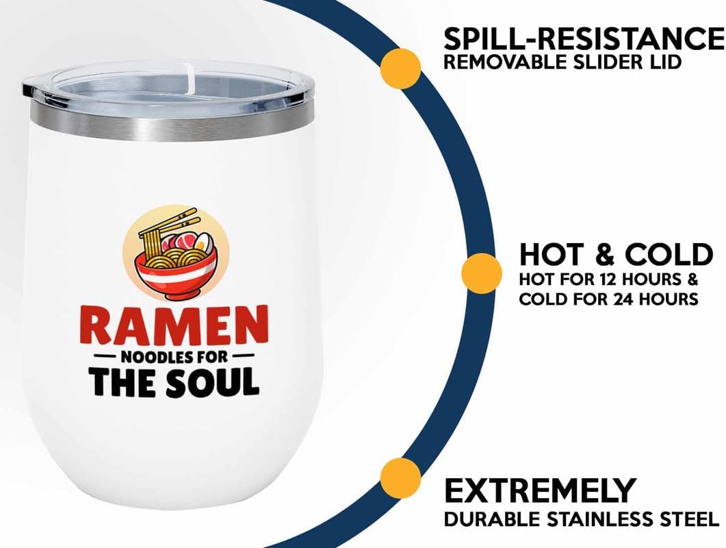 Ramen Lover White Edition Wine Tumbler 12oz - Noodles for the - Food Lovers chicken pumpkin vegan pantry spicy noodles image 3