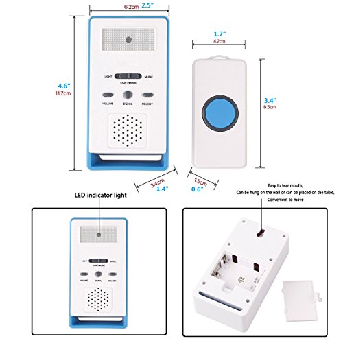 LEAGY Wireless Paging System Remote Call Button Nurse Call System Caregiver Pager, Home Alarm & Calling Device Disabled & Waking up Device & Calling Device Elderly& Care Device Pregnant Women - Thumbnail 4