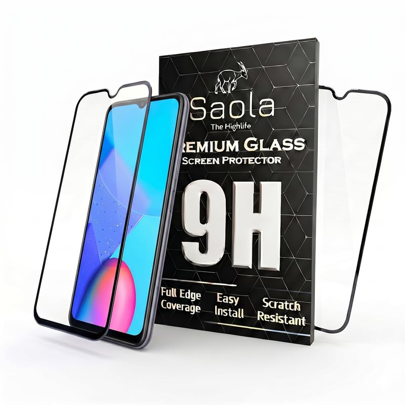 Image of Saola HD+ Oleophobic Tempered Glass Screen Protector For Vivo Y12G (Pack Of 2) with Free Installation Kit. Full screen Coverage - 6.51 inch
