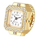 OIDEA Orologio da donna con anello elastico, al quarzo, analogico, estensibile, cassa con strass, cinturino in lega, per uso quotidiano, regalo per il tempo libero, oro