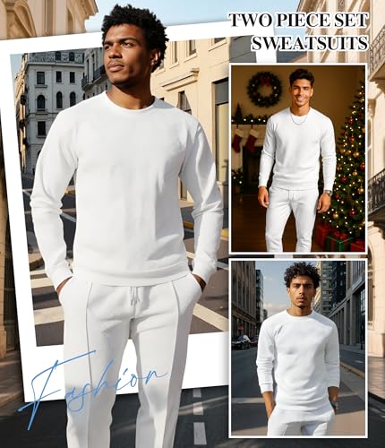 UOUA Men's 2 Piece Sweat Suits Set Long Sleeve Sweatshirt Jogging Sweatpants Tracksuits Outfits2