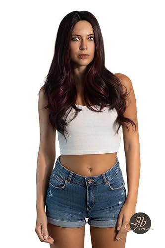 Miniatura 2 de ANGELICA - Peluca de encaje frontal de color rojo oscuro, pelucas largas y rizadas para mujer, pelucas sintéticas naturales para uso diario (pelucas