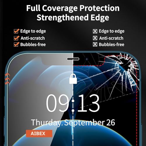 Image of AIBEX Military-Grade Gorilla Tempered Glass Compatible For iPhone 12 Mini (Black) Edge To Edge Coverage With Easy Installation Kit