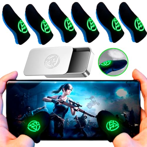HYDROGELIX® 6X Dedales Gaming Fluorescentes Brillan Oscuridad Garantía de 4 años Protector Dedos Mano, Fundas para Dedos para Juegos, Gaming Finger Sleeve, Guantes Gaming, Protector de Dedos.