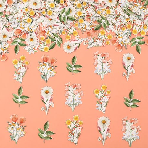 Image of 200 Pcs Wildflower Confetti for Girls, Wild Flower Paper Table Scatters, Pink Floral Flowers Table Decorations for Birthday Wedding Bridal Baby Shower Party Supplies (Pack of 3)