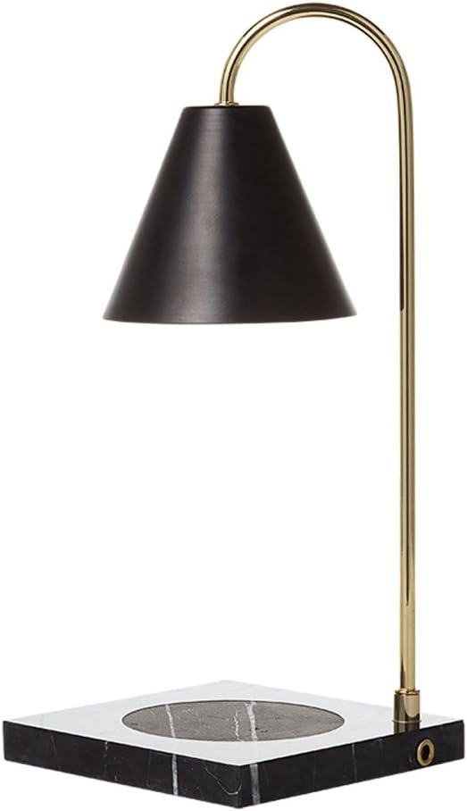 Handmade Candle Warmer Lamp, Brightness control, Marble (Black marble + Black Powder coating)