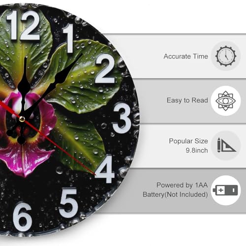 Reloj de pared analógico redondo de madera silente 25 cm miniatura 3