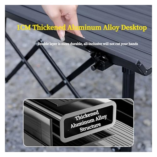 Table camping 120cm portable noire pour repas en plein air - 7