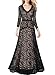 Miusol Women's Floral Lace 2/3 Sleeves Long Bridesmaid Maxi Dress, Black, Small