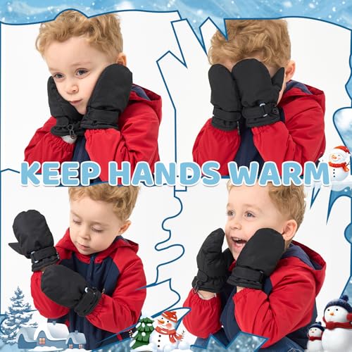 Image of BAVST Toddler Waterproof Mittens Fleece Lined Baby Boys Girls Winter Warm Glove Kids Snow Infant Ski Mitten for 3M-5T