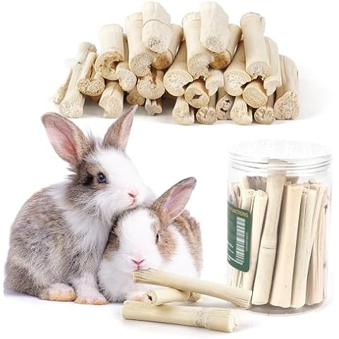 HIIMALEX Bunny Snacks 300g/10oz. Sweet Bamboo Molar Chew Treat Sticks for Rabbits Guinea Pigs Hamsters Small Animal Cover