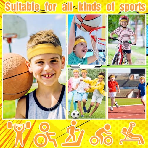 Image of Libima Kids Sweatbands Bulk Boys Headband for Sports Kids Cotton Terry Youth Sweatbands Elastic Sports Headbands Wicking Athletic Bands for Team Activity