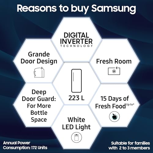 Image of Samsung 223 L, 3 Star Inverter Direct-Cool Single Door Refrigerator (RR24C2723S8 /NL, Silver, Elegant Inox)