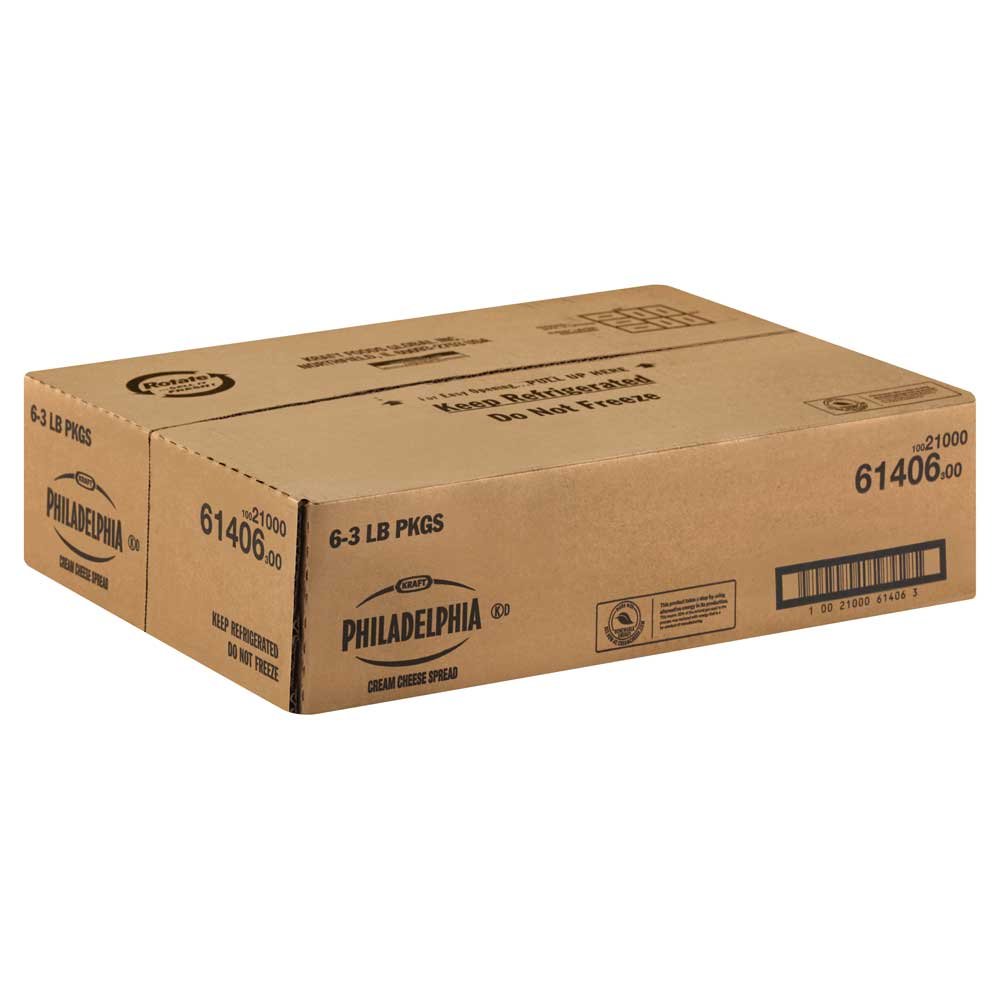 Kraft Philadelphia Cream Cheese 3 lb Soft Tub Foodservice Bulk - 6 Pack Case