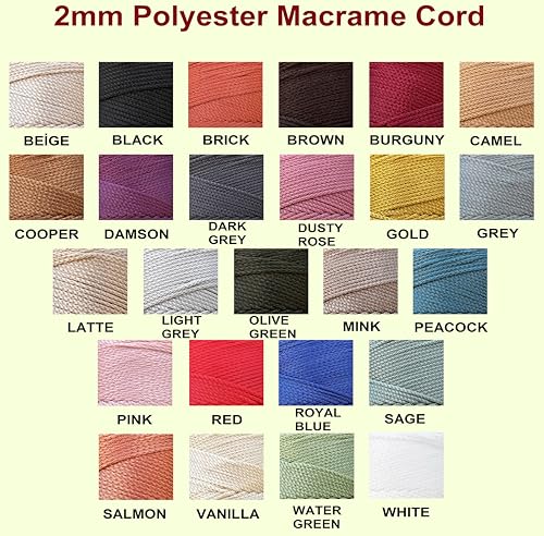 Cordon polyester pour macramé sauge fil 2 mm x 230 m en polypropylène