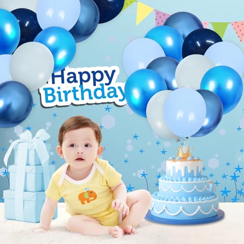 Image of Blue balloons, 50Pcs Metallic Blue balloons 12inch Navy blue balloons for Birthday, Baby Shower, Wedding, Boys, Men, Graduation