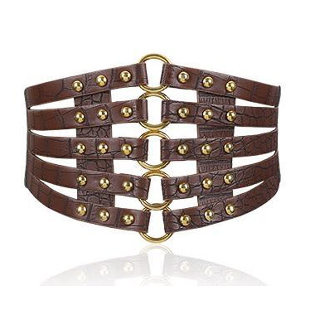 Metal belt Women Belts Female Rivet Wide Waist Elastic