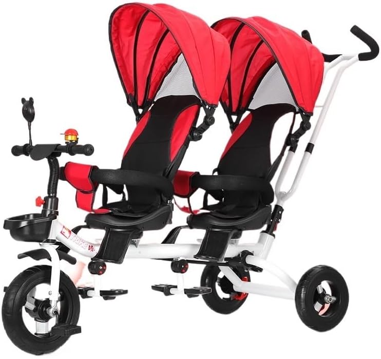 Double Sitting Pedal Car Twin Baby Stroller for 1-5 Years Old - Steerable, Durable, and Stylish (4 Colors Available) carriola para Bebe(Blue)