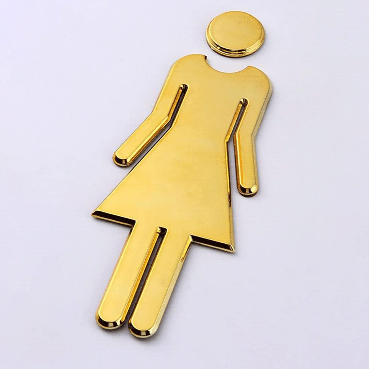 Bathroom Decorative Figure Set for Men and Women, ABS Adhesive Signs for Door, Toilet, Toilet, Toilet Symbols (Silver)