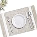 YOSICHY Table Mats Set of 6 Crossweave Woven Vinyl Placemats Heat Resistant Non-Slip Kitchen Placemats for Dining Table Washable Easy to Clean(White)