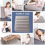 Oreiller de voyage gonflable avec Air Pompe, Oreiller de lit léger portable pour dormir, Oron d'élévation des jambes pour le soulagement de la houle, Oreilleur post-chirurgie triangle avec/Couvercle lavable (gris clair)