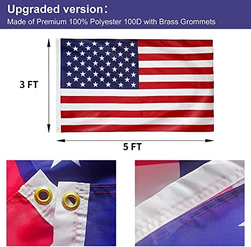 Iiope Flag Pole For Outside In Ground - 25Ft Telescoping Black Flagpole Kit With 3X5 American Flag, Heavy Duty Flag Pole For Yard Commercial, Residential #TOP4