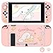 DLseego Étui de Protection pour Switch, étui Dockable Coque TPU Grip Matte Housse Antichoc Robuste Anti-Rayures avec 2 Capuchons de Pouce en Silicone Souple pour Switch Console & Joy-Con-Rose