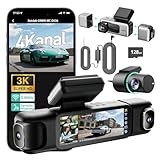 BOTSLAB Dashcam Auto 4 Kanal mit Parküberwachung, 360° Dashcam mit GPS, 5.8GHz WiFi,3.18' IPS-Bildschirm,Super Nachtsicht,WDR, G-Sensor,Loop-Aufnahme, inkl. 128GB SD-Karte