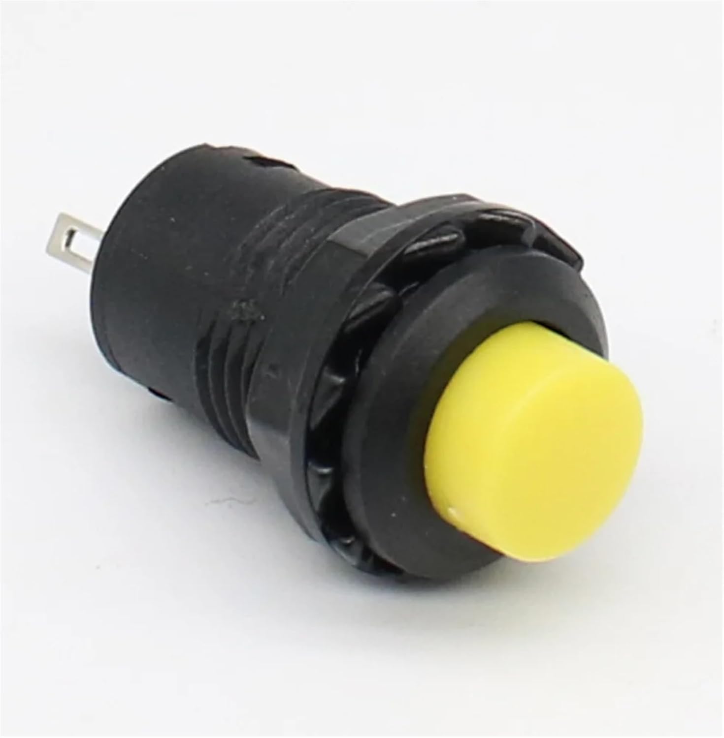 DS228 12mm Self-Locking/Moment Latching Push Button Switch(Yellow,Locking,5Pcs)