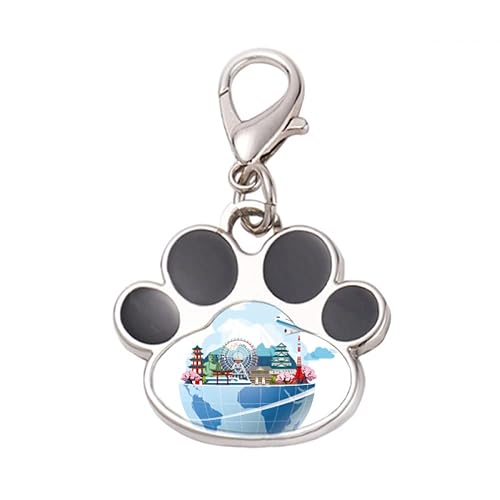 DIYthinker?Travel Journey Japan Sakura Plane Pet Tag Keychain Dog Cat ID