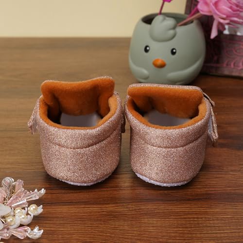 Image of Neska Moda 6 To 12 Months Baby Girls Cotton Hook & Loop Bow Booties -BT1766