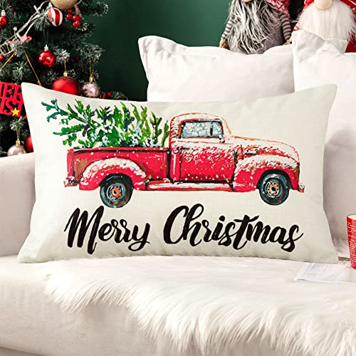 Image of JOTOM Christmas Pillow Covers Christmas Winter Holiday Cushion Covers Home Decorative Throw Pillow Covers Xmas Pillowcases for Sofa Bed Couch Decor