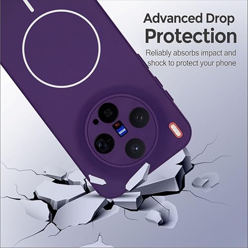 Image of Silicone Back Cover Case for Vivo X300 5G | Soft Micro-Fibre Lining Inside | Magsafe Print On Back Side Camera Protection Bump | Shockproof Back Cover Case for Vivo X300 5G (Purple)