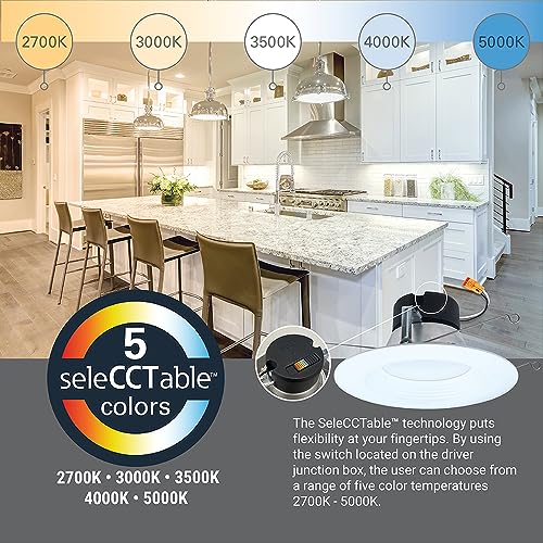 Image of HALO 5 inch / 6 inch LED Recessed Light Trim 750 Lumens Dimmable Baffle Can Light with 5 Color Temperatures for Ceiling Indoor Outdoor Shower LT56079FS1EWHR