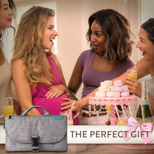 Image of Portable Diaper Changing Pad for Newborn Boy & Girl - Waterproof Travel Baby Changing Station with Smart Wipes Pocket - Compact Foldable Diaper Change Mat - Baby Shower Registry Gift