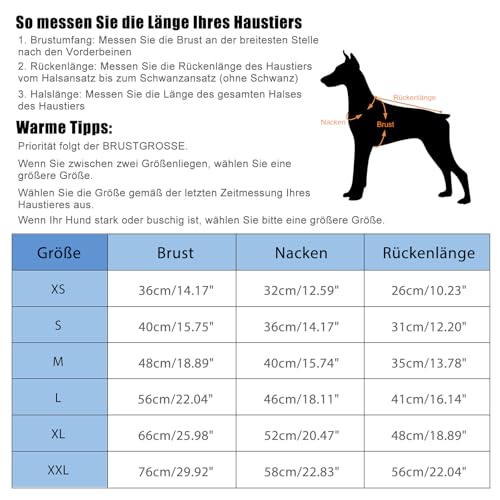 Savlot Hundemantel mit Geschirr wasserdichte Hundejacke, Gepolsterte Hundeweste Reflektierende Hundekleidung mit Reißverschluss