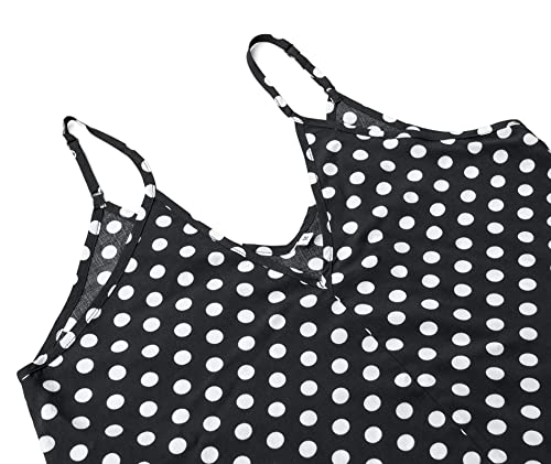 LILBETTER Women V-Neck Polka Dot Print Spaghetti Strap Boho Long Maxi Dresses2