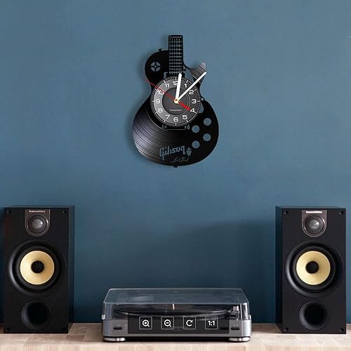 Miniatura 6 de Reloj de pared de disco de vinilo de 12 pulgadas para dormitorio, decoración de pared interior del hogar, música colgante de luz nocturna, reloj de