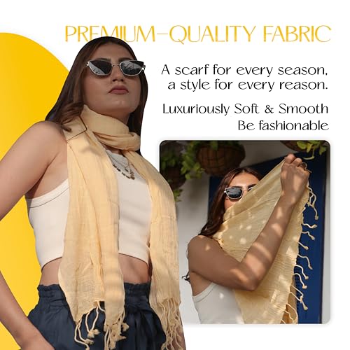 THE ART BOX 100% Cotton Solid Women's Fashion Scarf Pashmina Shawl Wrap Long Lightweight Scarves For Men & Women2