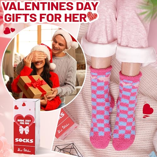 Image of EBMORE Fuzzy Socks for Women, Thick Cozy Warm Fluffy for Winter | Ultra Soft Plush Fleece Lining, Stretch Cuff, Comfy Heel & Toe, for Home & Sleep, Gifts Cabin Slipper Socks, 5 Pairs
