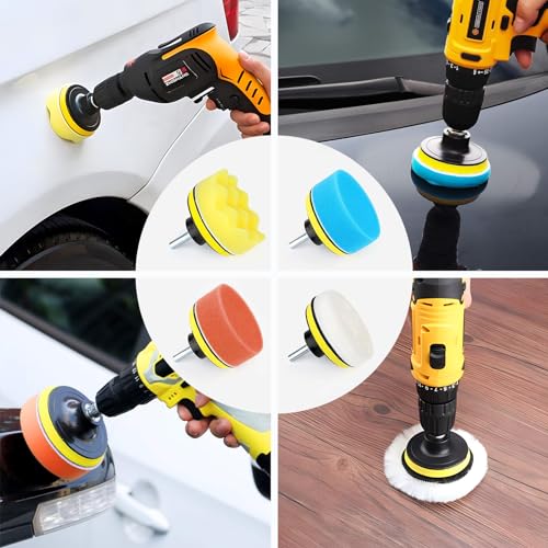 Qeuufieu 80mm Polierschwämme Pads, 17 Stück Polierset, Polieraufsatz Winkelschleifer Polierschwamm Polierhaub Polierauflage für Auto Poliermaschine