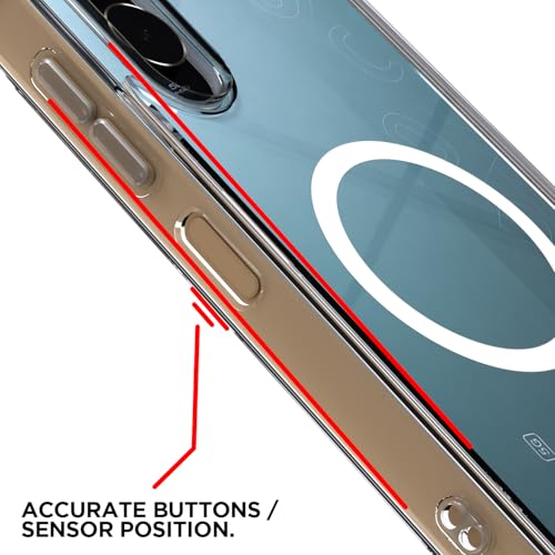 Image of Outlouders Back Cover for Redmi A7 Pro /Poco C85x 5G Mag-Safe Transparent PC + TPU Bumper Case with Magnetic Support Shockproof Protection (Transparent Mag-Safe)