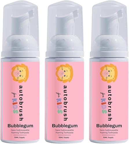 Miniatura 27 de autobrush Pasta dental espumosa con flúor para niños, sabor a fresa, blanqueamiento y limpieza profunda, apta para viajes, anticavidad (paquete de 2)