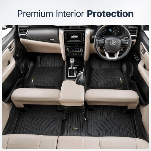 Image of EV MASTER Car Floor Mats for Toyota Fortuner Neo Drive Hybrid (2026 Onwards) Complete Set | Waterproof | Anti-Slip | Luxury Premium Car Mat | Full Coverage | Custom Fitted Car Foot Mats (5D Black)
