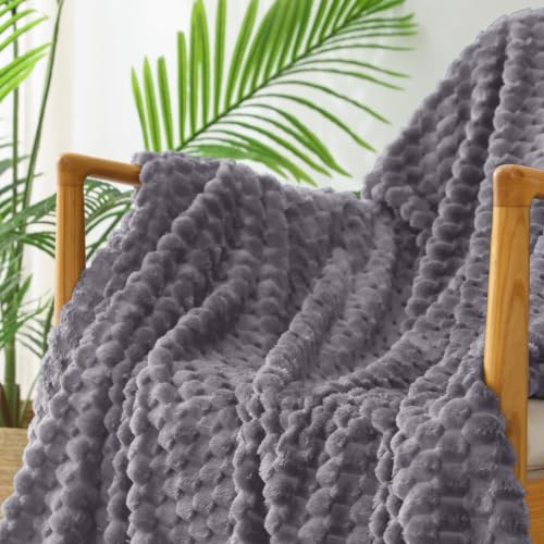 Image of Exclusivo Mezcla 3D Fleece King Size Blanket for Bed, Dark Grey | Extra Soft Fuzzy Plush Lightweight Bed Blankets, Cozy Fluffy Decorative Blankets for All Seasons, 90x104 Inches