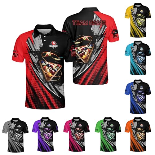 Custom Billiard Polo Shirts for Men Women Personalized Name Team 8 Ball Shirt Billiards Apparel Pool 3D Tshirts Gifts Players (PL124)