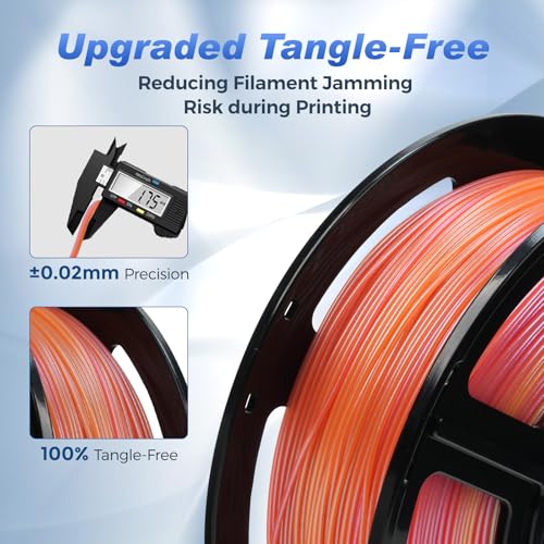 Image of FLASHFORGE Rapid PLA Filament 1.75mm + /- 0.02mm Yellow to Pink Gradient, Max 500mm /s High Speed Printing, 3D Printer Filament 1kg(2.2lbs), Changing Colors with Light