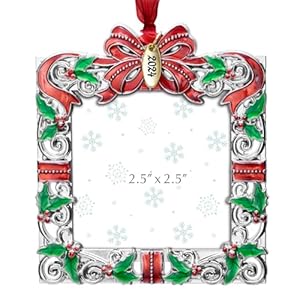 GUOER Christmas Tree Ornament Picture Frame Holiday Keepsake Gift Home Decor Christmas Decorations Xmas Gifts Pendant with 2″ Photo Frame Insert