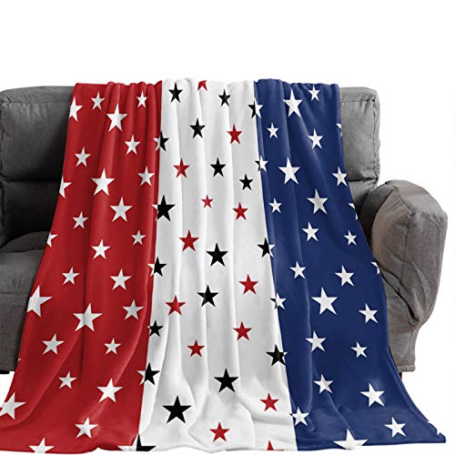 American Stars On Red White Blue Blankets, Flannel Fleece Lightweight Comfort Bed Throws Color Block Usa Flag Bedcover All Season Use For Bedroom/Living Room/Office/Travel/Camping 50"X60" #TOP1